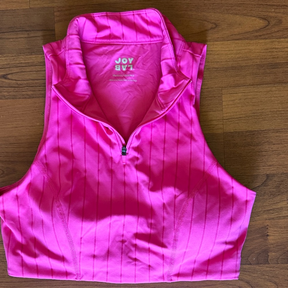 JoyLab Bright Pink Athletic Zip Crop Tank
